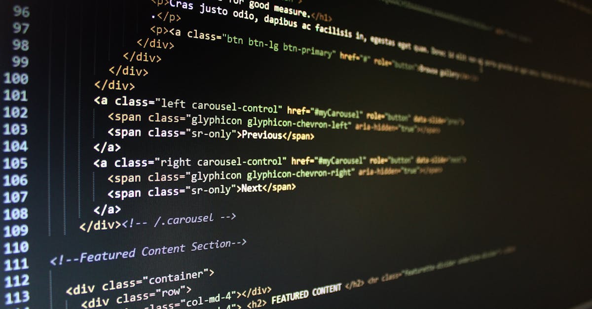 Close-up of HTML code displayed on a computer monitor, showcasing web development.
