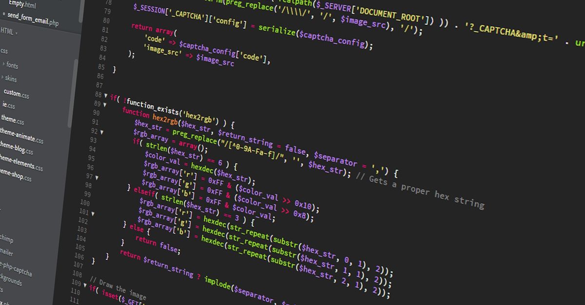 Colorful PHP code displayed on a dark screen, ideal for programming themes.